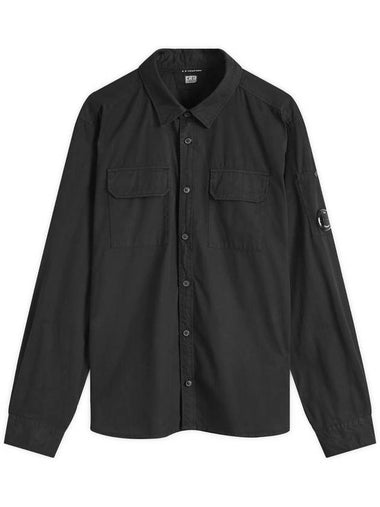 Men's Lens Wappen Long Sleeve Shirt Black - CP COMPANY - BALAAN 1