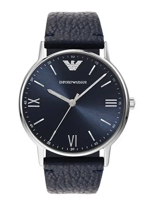 Quartz Stainless Steel Leather Watch Navy - EMPORIO ARMANI - BALAAN 2