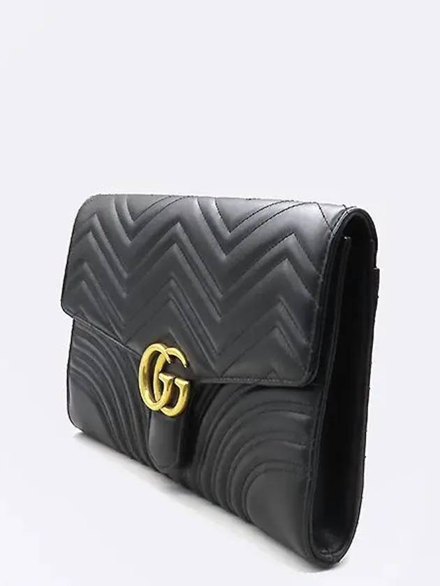 498079 Black leather GG Marmont Matelasse clutch bag - GUCCI - BALAAN 3