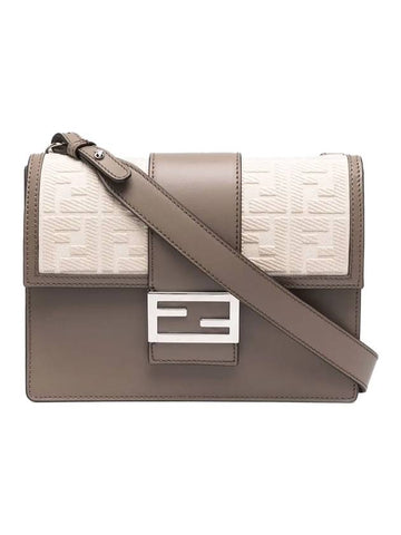 FF Flat Baguette Leather Cross Bag Grey - FENDI - BALAAN 1