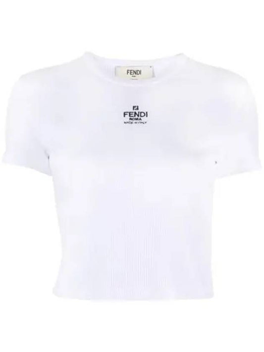 logo cotton crop short sleeve t-shirt white - FENDI - BALAAN 2