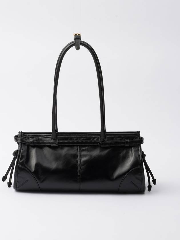 Medium Leather Tote Shoulder Bag Black - PRADA - BALAAN 5