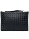 Intrecciato Strap Large Clutch Bag Black - BOTTEGA VENETA - BALAAN 2