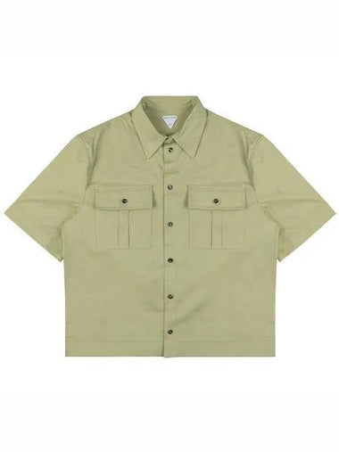 23SS 744352 V1LF0 3008 Short Sleeve Cotton Shirt Travertine 998764 - BOTTEGA VENETA - BALAAN 1