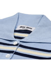 Striped Knit Silk Cotton Polo Shirt Blue - MIU MIU - BALAAN 5