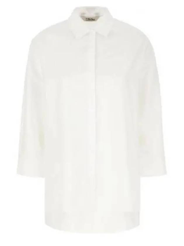 Delfina Crop Sleeve Cotton Shirt White - MAX MARA - BALAAN 2