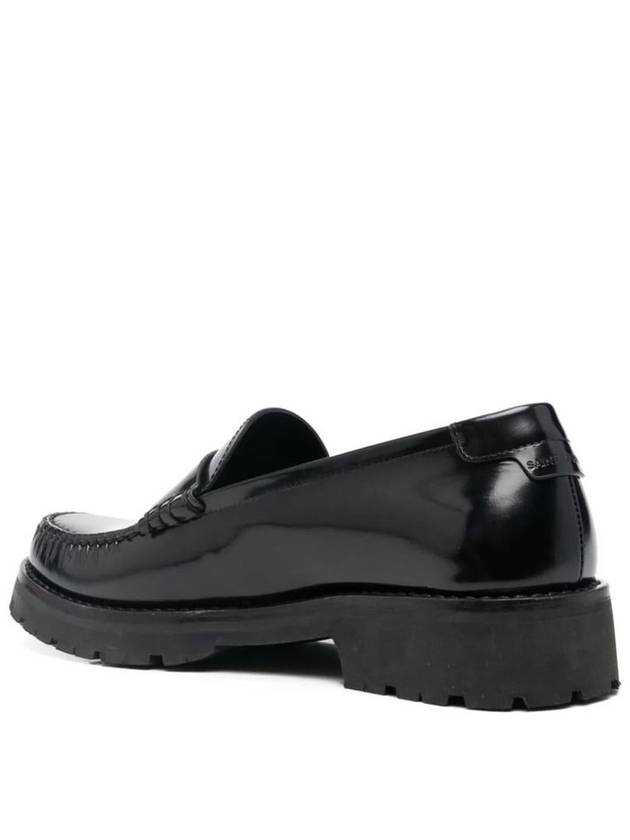 Women's Chunky Penny Slippers Smooth Leather Loafers Black - SAINT LAURENT - BALAAN 4