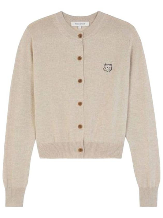 Bold Fox Head Patch Regular Cardigan Beige Melange - MAISON KITSUNE - BALAAN 2