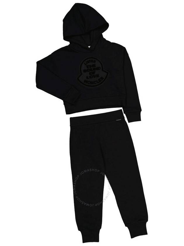 Moncler Girls Black Kinder Cotton Logo Patch Tracksuit, Size 10A - MONCLER - BALAAN 1