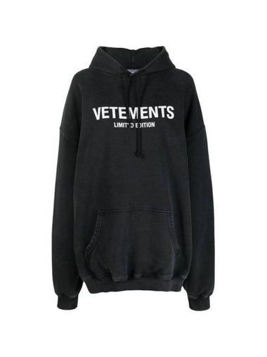 Logo Print Drawstring Hoodie Black - VETEMENTS - BALAAN 1