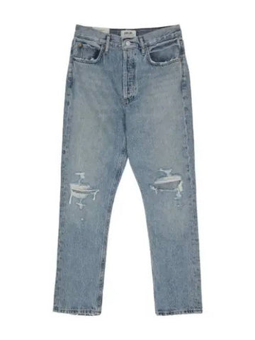 A Goldie Riley Cropped Straight Denim Pants Blue Jeans - AGOLDE - BALAAN 1
