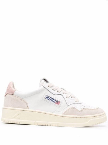 Autry Woman'S White And Pink Leather  Low Sneakers With Logo - AUTRY - BALAAN 1