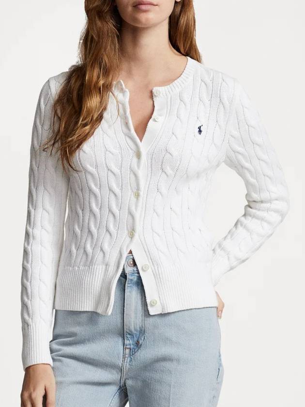 Women s Cable Knit Cotton Twisted Cardigan White - POLO RALPH LAUREN - BALAAN 1