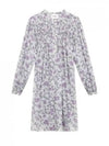 Danael Smocked Printed Cotton Voile Short Dress Ecru Lilac - ISABEL MARANT - BALAAN 2