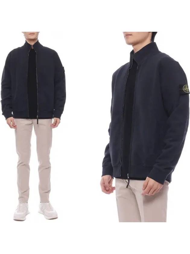 Logo Patch Zipper Zip-Up Jacket Navy - STONE ISLAND - BALAAN 2