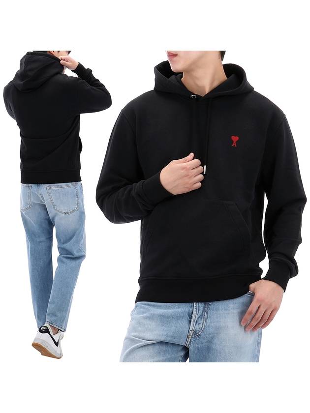 Red Heart Logo Classic Cotton Hoodie Black - AMI - BALAAN 2