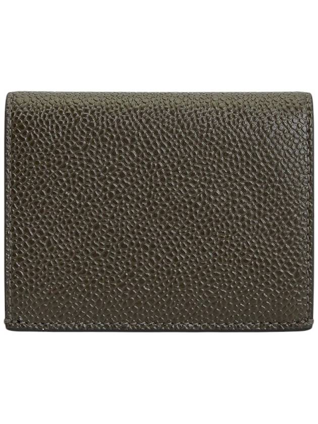 Pebble Grained Leather Double Card Wallet Dark Brown - THOM BROWNE - BALAAN 3