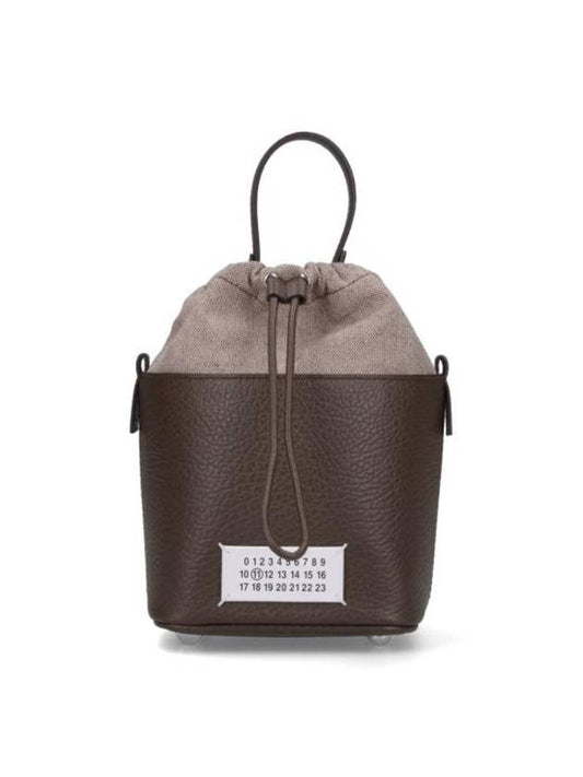 5AC Grain Leather Small Bucket Bag Brown - MAISON MARGIELA - BALAAN 1