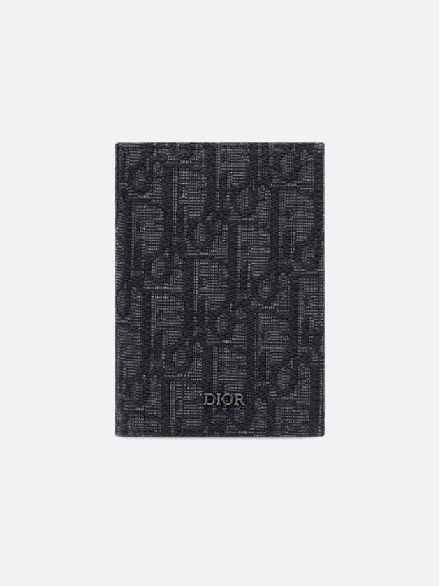 Bi-Fold Card Holder Black  Oblique Jacquard - DIOR - BALAAN 9