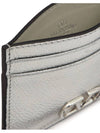 V Logo Signature Metallic Card Wallet Silver - VALENTINO - BALAAN 6