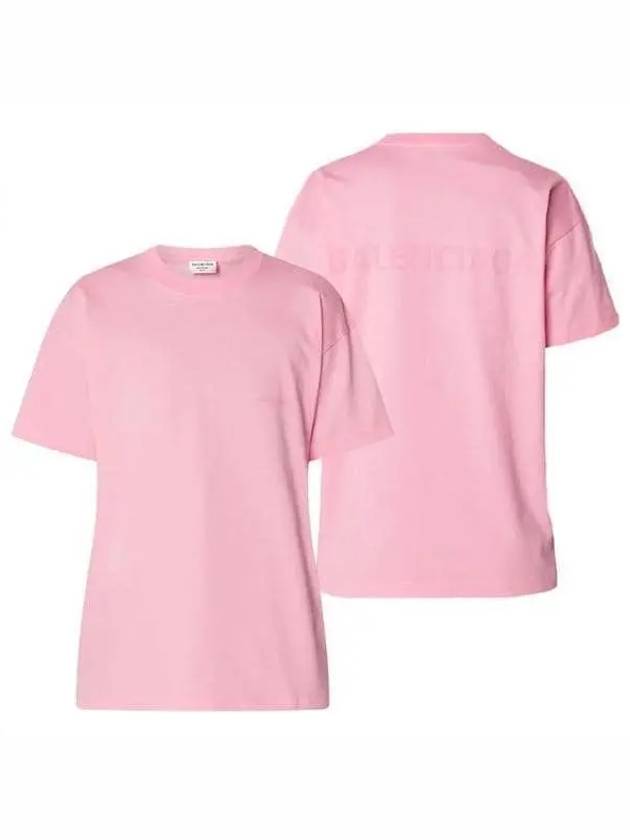 Women's Logo Large Fit Short Sleeve T-Shirt Pink - BALENCIAGA - BALAAN 2