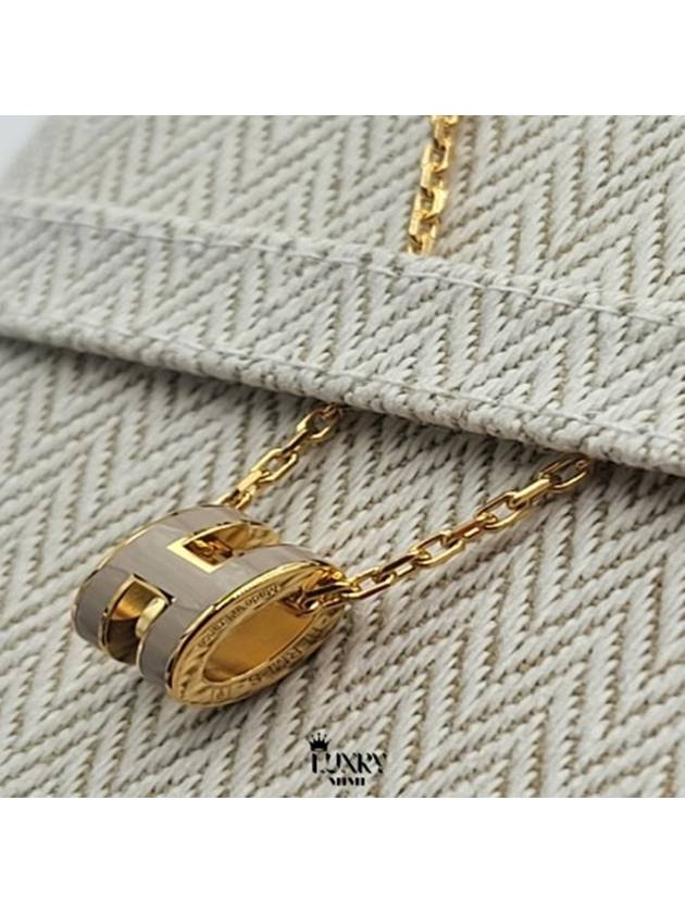 Mini Pop H Pendant Necklace Gold Marron Glace - HERMES - BALAAN 4