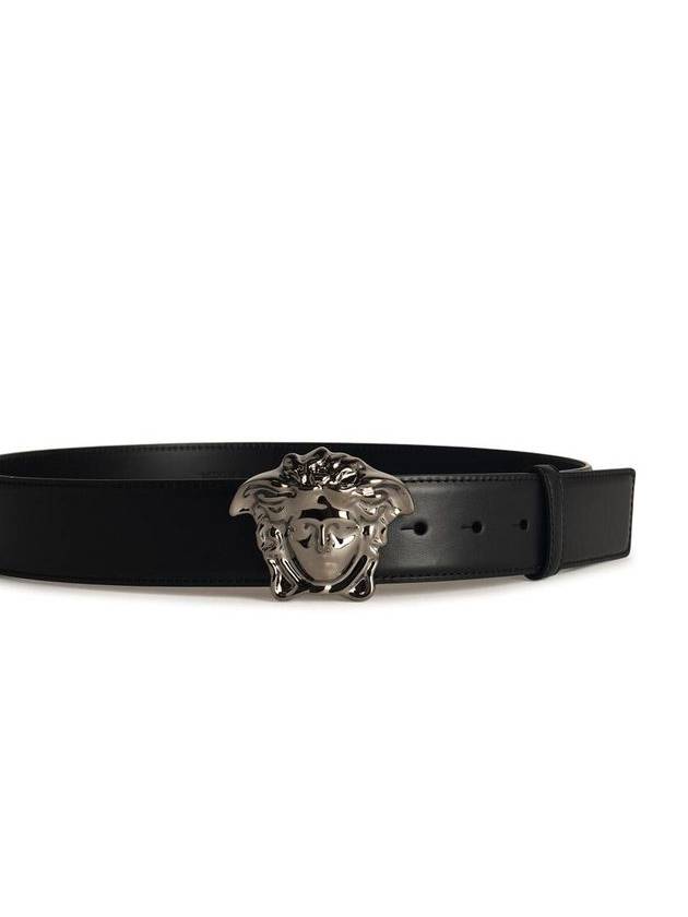 Medusa Buckle Leather Belt Black - VERSACE - BALAAN 3