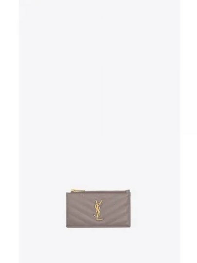 Monogram Fragment Zipper Card Wallet Fog - SAINT LAURENT - BALAAN 2