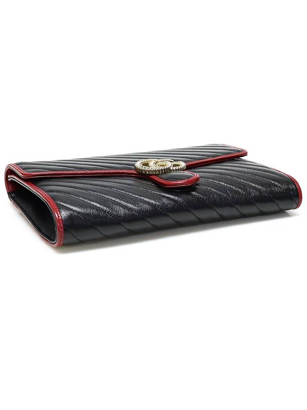 498079 Black Red Matelasse Leather GG Marmont Gold Clutch - GUCCI - BALAAN 5