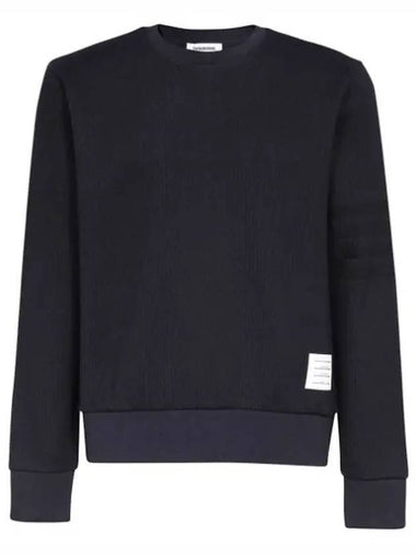 Seersucker Loopback 4 Bar Crew Neck Sweatshirt Navy - THOM BROWNE - BALAAN 1