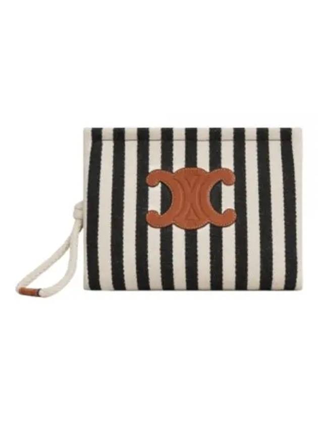 Thais Striped Pouch Bag Black White - CELINE - BALAAN 2