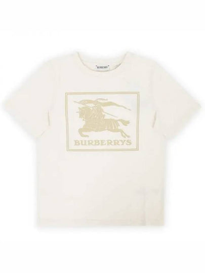 Kids Logo Print Short Sleeve T-Shirt Beige - BURBERRY - BALAAN 2