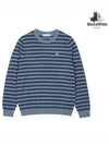 Men s Striped Round Neck Sweater 2404GXKW NAVY - BLACK&WHITE - BALAAN 1