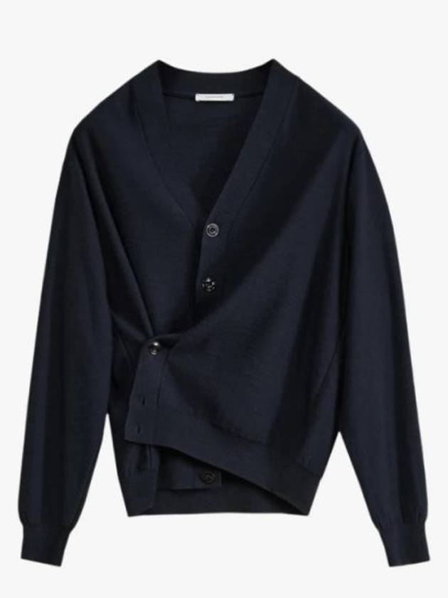 Relaxed Twisted Merino Wool Blend Cardigan Navy - LEMAIRE - BALAAN 2