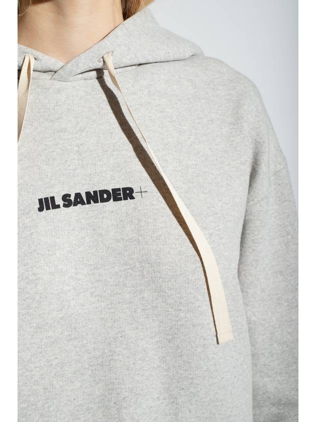 Logo Print Cotton Hoodie Grey - JIL SANDER - BALAAN 6