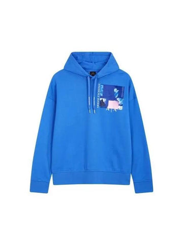 Men s Silky Square Patch Hooded Sweatshirt Blue 270997 - ARMANI EXCHANGE - BALAAN 1