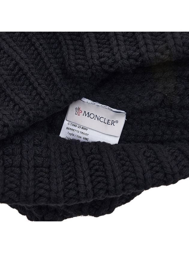 Logo Patch Cashmere Blend Beanie Black - MONCLER - BALAAN 10