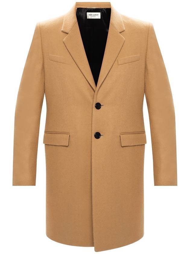 Men's Two Button Wool Single Coat Beige - SAINT LAURENT - BALAAN 1