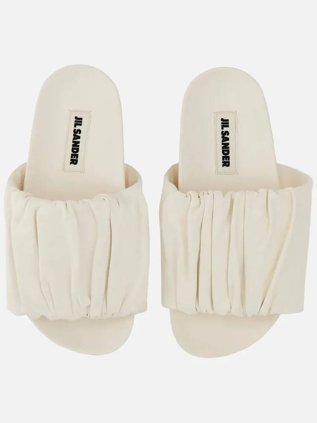 Pleated Padded Leather Slippers White - JIL SANDER - BALAAN 4