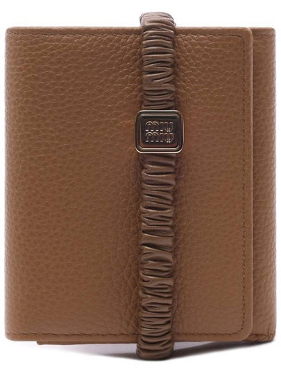 Logo Plaque Bifold Wallet Caramello - MIU MIU - BALAAN 2