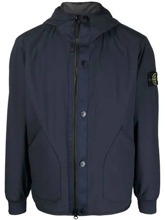 Soft Shell-R E.Dye Pure Insulation Technology Recycled Polyester Primaloft Hooded Jacket Navy - STONE ISLAND - BALAAN 1