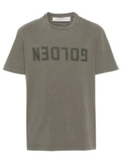 Golden Lettering Cotton Short Sleeve T-Shirt Olive Green - GOLDEN GOOSE - BALAAN 2