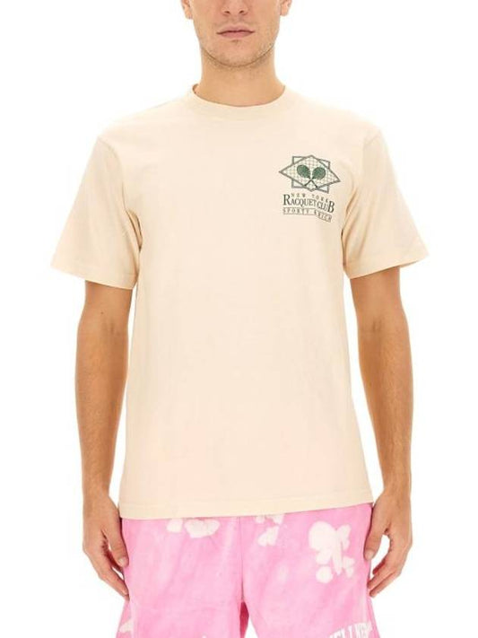 Graphic Print Cotton Short Sleeve T-Shirt Beige - SPORTY & RICH - BALAAN 1