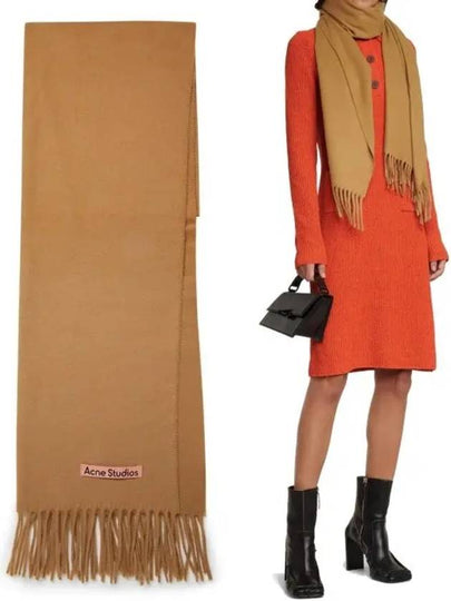 Logo Fringe Cashmere Muffler Caramel Brown - ACNE STUDIOS - BALAAN 2