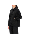 Back Logo Print Drawstring Cotton Shirt Jacket Black - JIL SANDER - BALAAN 5