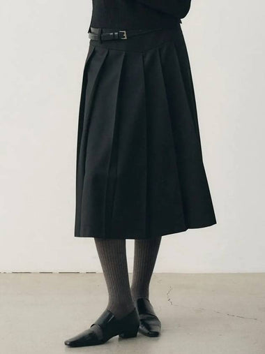 Wool pleated midi skirt black - NOIRER FOR WOMEN - BALAAN 1