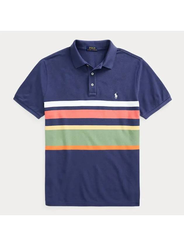 Logo Striped Polo Shirt Navy - POLO RALPH LAUREN - BALAAN 1