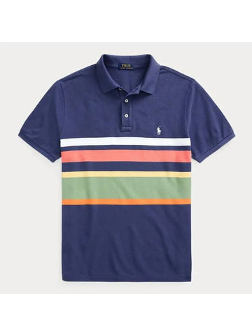 Logo Striped Polo Shirt Navy - POLO RALPH LAUREN - BALAAN 1