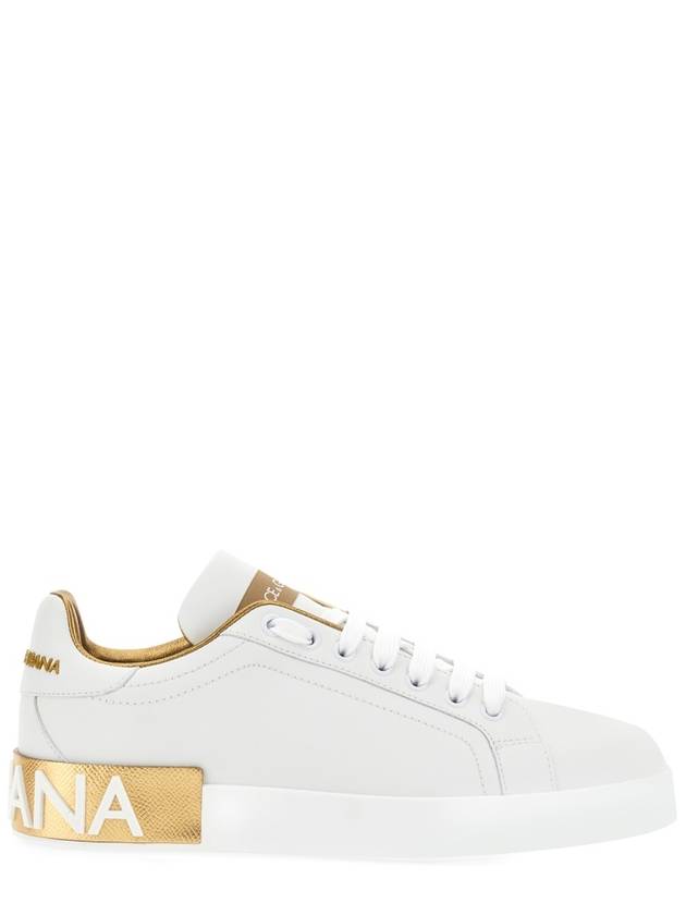 Metallic Logo Low Top Sneakers White - DOLCE&GABBANA - BALAAN 4