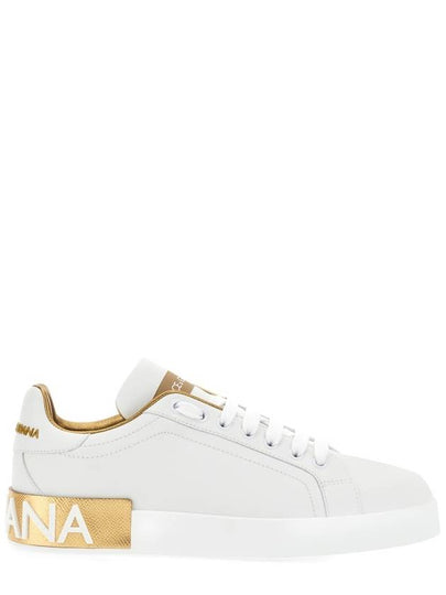 Metallic Logo Low Top Sneakers White - DOLCE&GABBANA - BALAAN 2